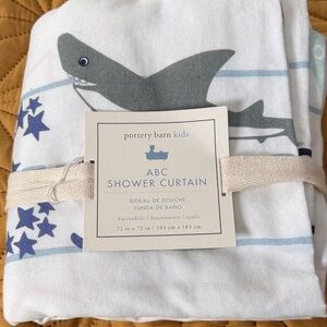 Pottery Barn Kids ABC Shark Shower Curtain - Blue and White